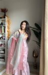 Floral pink sharara set with shaded dupatta 3