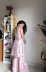 Floral pink sharara set with shaded dupatta 5
