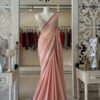 Pink Pure georgette saree with hand embroidered blouse 2