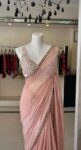 Pink Pure georgette saree with hand embroidered blouse 1