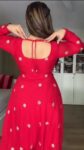 Red dola silk anarkali suit 3