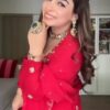 Red dola silk anarkali suit 1